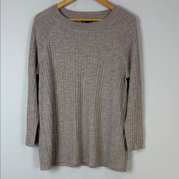 Eileen Fisher Taupe Ribbed Merino Wool Sweater Size XS - Picture 1 of 6